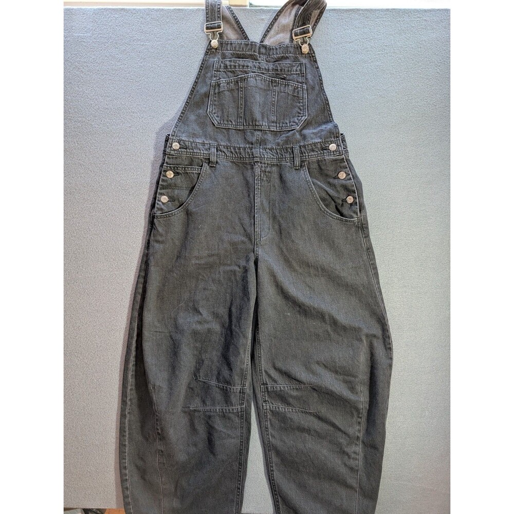 GAP Women’s Size Small Black Denim Overalls Wide Leg Carpenter Utility Y2K